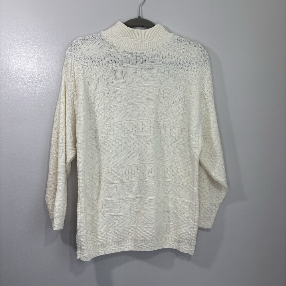 Vintage Sassoon ivory Heart Sweater Size Medium Made in USA